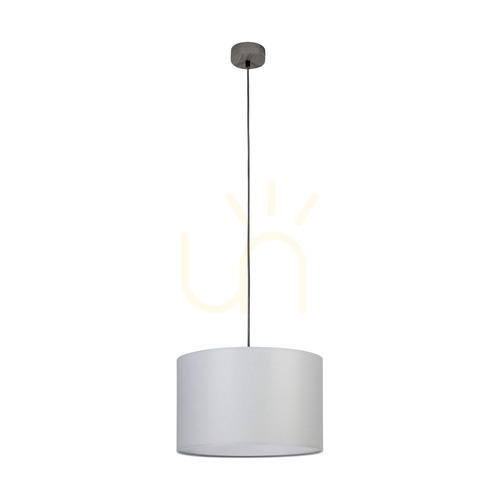 Kontrola Šedé závěsné svítidlo, 1xE27, Max. 60 W, borovice mořená do šeda, opletený kabel, šedý stínidlo, Ø 40 cm