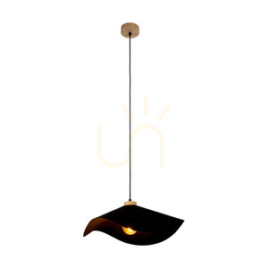 Závěsné svítidlo Hattu, 1xE27, Max. 40 W, olejovaný dub / černý opletený kabel / černý stínidlo, Ø 40 cm small 1