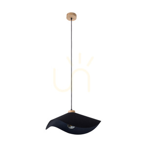 Závěsné svítidlo Hattu, 1xE27, Max. 40 W, olejovaný dub / černý opletený kabel / černý stínidlo, Ø 40 cm small 0