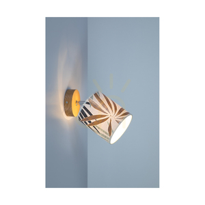 Nástěnné svítidlo Hoja 1xE27 Max. 25 W, olejovaný dub / chromovaný kov / pestrobarevný stínidlo z tapety, 25 cm small 3