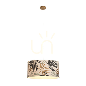 Závěsné svítidlo Hoja, 1xE27, Max. 60 W, olejovaný dub / průhledný PVC kabel / vícebarevný stínidlo z tapety, Ø 50 cm small 1