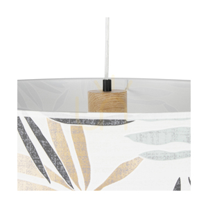 Závěsné svítidlo Hoja, 1xE27, Max. 60 W, olejovaný dub / průhledný PVC kabel / vícebarevný stínidlo z tapety, Ø 50 cm small 2