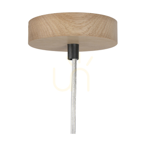 Závěsné svítidlo Hoja, 1xE27, Max. 60 W, olejovaný dub / průhledný PVC kabel / vícebarevný stínidlo z tapety, Ø 50 cm small 3