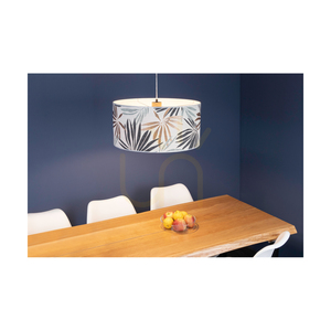 Závěsné svítidlo Hoja, 1xE27, Max. 60 W, olejovaný dub / průhledný PVC kabel / vícebarevný stínidlo z tapety, Ø 50 cm small 4