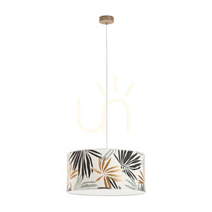 Závěsné svítidlo Hoja, 1xE27, Max. 60 W, olejovaný dub / průhledný PVC kabel / vícebarevný stínidlo z tapety, Ø 50 cm small 0