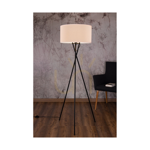 Stojací lampa Hugo, 1xE27, Max. 60 W, černý kov / černý PVC kabel / bílý celulózový stínidlo, 62 cm small 3