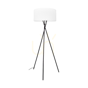 Stojací lampa Hugo, 1xE27, Max. 60 W, černý kov / černý PVC kabel / bílý celulózový stínidlo, 62 cm small 0