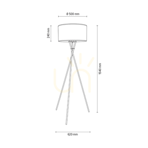 Stojací lampa Hugo, 1xE27, Max. 60 W, saténově matný kov / průhledný PVC kabel / bílé stínidlo, 62 cm small 4