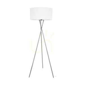 Stojací lampa Hugo, 1xE27, Max. 60 W, saténově matný kov / průhledný PVC kabel / bílé stínidlo, 62 cm small 0