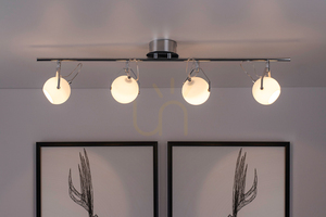 Stropní svítidlo Ida, včetně 4x LED 2700 K 3 W, chromovaný kov / bílý skleněný stínidlo, 93 cm small 1