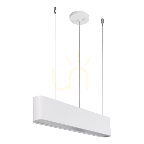 Kontrola Závěsné svítidlo Illumina, včetně 1 ks LED 3000 K 35 W, bílý kov / průhledný PVC kabel / bílé stínidlo, 122 cm