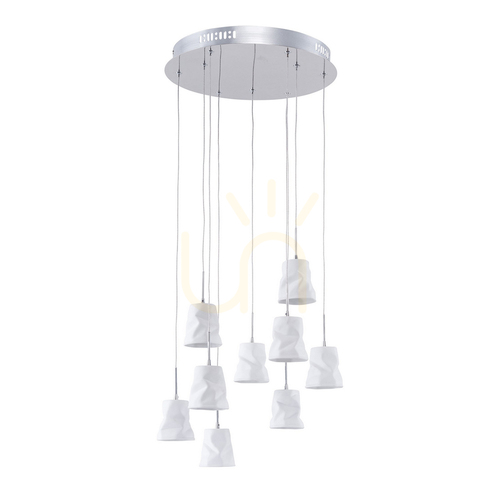 Kontrola Závěsné svítidlo Joelle, 9xG4, Max. 20 W, chromovaný kov / bílý keramický stínidlo, Ø 44 cm