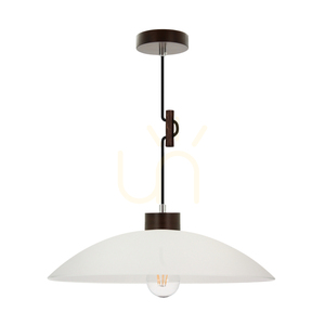 Závěsné svítidlo Jona, 1xE27, Max. 60 W, bukové a ořechové dřevo, opletený kabel, bílé skleněné stínidlo, Ø 40 cm small 0