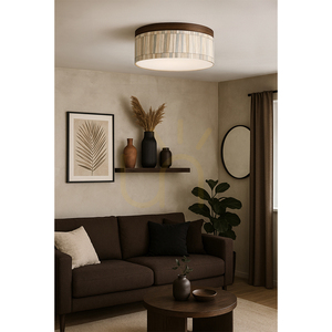 Stropní svítidlo Josefina I, včetně 1 ks LED 2700 K 18 W, borovice mořená do odstínu ořechu / stínidlo z vícebarevné tapety, Ø 48 cm small 2