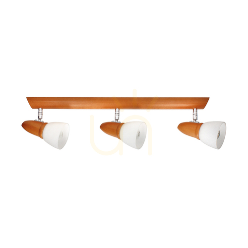 Kontrola Stropní svítidlo Julietta, 3xE14, Max. 40 W, bukové dřevo, třešňové dřevo/chromovaný kov, bílé skleněné stínidlo, 52 cm