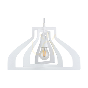 Závěsné svítidlo Justyna, 1xE27, Max. 60 W, bílý kov / bílý PVC kabel, Ø 42 cm small 1