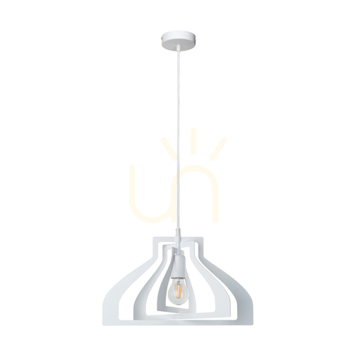 Kontrola Závěsné svítidlo Justyna, 1xE27, Max. 60 W, bílý kov / bílý PVC kabel, Ø 42 cm