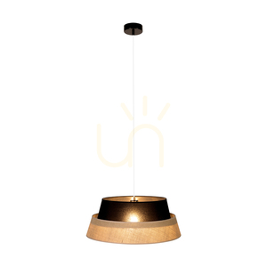 Jutové závěsné svítidlo 1xE27 Max. 60 W, černý kov / průhledný PVC kabel / černobéžový jutový stínidlo, Ø 50 cm small 3