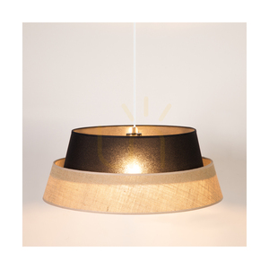 Jutové závěsné svítidlo 1xE27 Max. 60 W, černý kov / průhledný PVC kabel / černobéžový jutový stínidlo, Ø 50 cm small 7