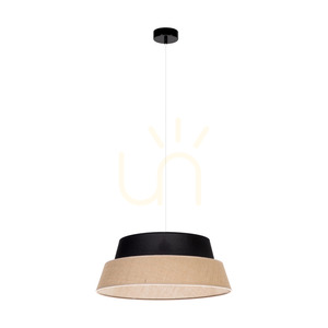 Jutové závěsné svítidlo 1xE27 Max. 60 W, černý kov / průhledný PVC kabel / černobéžový jutový stínidlo, Ø 50 cm small 0