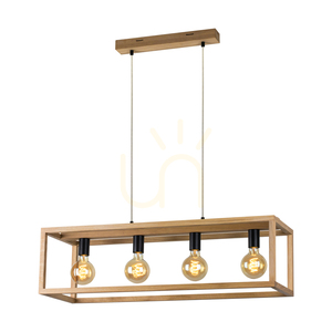 Závěsné svítidlo Kago 4xE27 Max. 60 W, olejovaný dub / černý kov / průhledný PVC kabel, 90 cm small 1