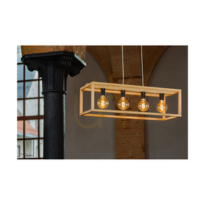 Závěsné svítidlo Kago 4xE27 Max. 60 W, olejovaný dub / černý kov / průhledný PVC kabel, 90 cm small 3