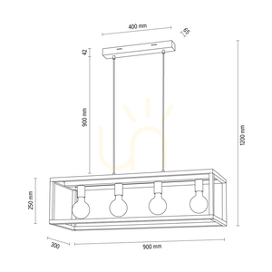 Závěsné svítidlo Kago 4xE27 Max. 60 W, olejovaný dub / černý kov / průhledný PVC kabel, 90 cm small 5