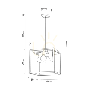 Závěsné svítidlo Kago 4xE27 Max. 60 W, olejovaný dub / černý kov / průhledný PVC kabel, 40 cm small 2