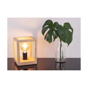 Stolní lampa Kago, 1xE27, Max. 60 W, olejovaný dub / černý kov / černý opletený kabel, 20 cm small 2