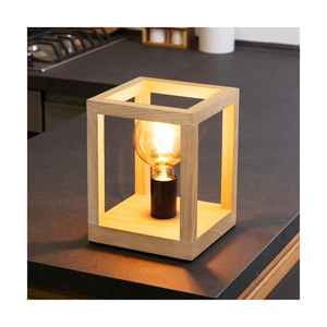 Stolní lampa Kago, 1xE27, Max. 60 W, olejovaný dub / černý kov / černý opletený kabel, 20 cm small 3