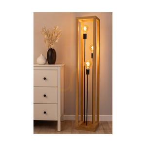 Stojací lampa Kago, 3xE27, Max. 60 W, olejovaný dub / černý kov / černý opletený kabel, 25 cm small 3