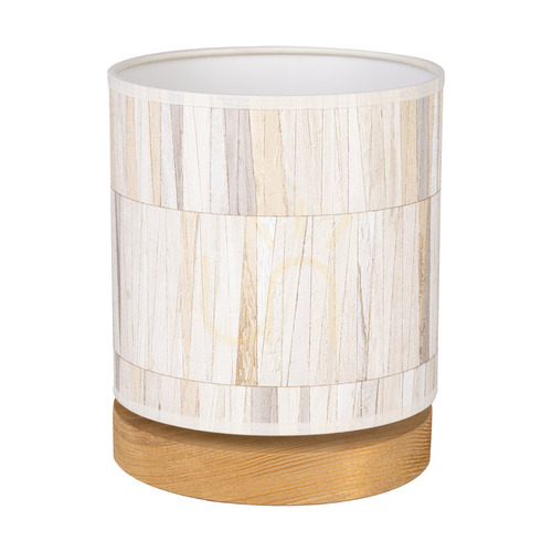 Kontrola Stolní lampa Kairo, 1xE27, Max. 25 W, borovice mořená do hněda, hnědá/černá, PVC kabel/pestré barvy, stínidlo z tapety, Ø 15 cm