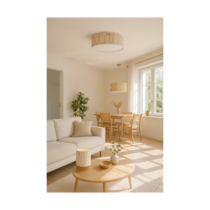 Závěsné svítidlo Kairo, 1xE27, Max. 25 W, saténový kov / průhledný PVC kabel / vícebarevný stínidlo z tapety, Ø 50 cm small 1