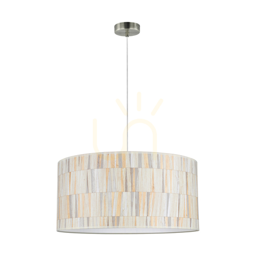 Kontrola Závěsné svítidlo Kairo, 1xE27, Max. 25 W, saténový kov / průhledný PVC kabel / vícebarevný stínidlo z tapety, Ø 50 cm