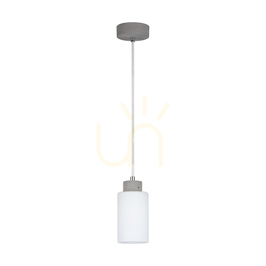 Závěsné svítidlo Karla, 1xE27, Max. 60 W, betonově šedá/průhledný PVC kabel/bílý skleněný stínidlo, Ø 10 cm small 0