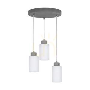 Závěsné svítidlo Karla, 3xE27, Max. 60 W, betonově šedá/průhledný PVC kabel/bílý skleněný stínidlo, Ø 32 cm small 0