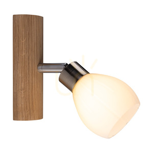 Nástěnné svítidlo Kira, včetně 1 LED žárovky G9 (max.. 3 W), olejovaný dub / saténový kov / bílé skleněné stínidlo, 17 cm small 1