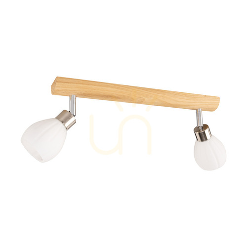 Kontrola Stropní svítidlo Kira Incl. 2xG9 LED, max.. 3 W, olejovaný dub / saténový kov / bílé skleněné stínidlo, 39 cm