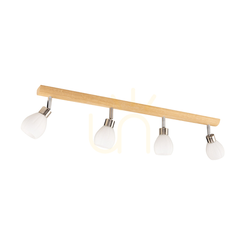 Kontrola Stropní svítidlo Kira Incl. 4xG9 LED, max.. 3 W, olejovaný dub / saténový kov / bílé skleněné stínidlo, 78 cm