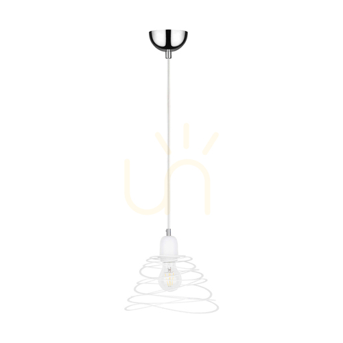 Kontrola Závěsné svítidlo Komet, 1xE27, Max. 60 W, chromovaný kov / bílý PVC kabel / bílý kovový stínidlo, Ø 24,5 cm