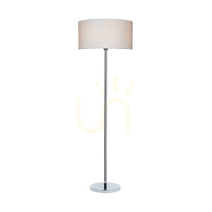 Stojací lampa Leila, 1xE27, Max. 60 W, chromovaný kov / průhledný PVC kabel / stínidlo z papíru a PVC s puntíkovaným vzorem, Ø 50 cm small 1