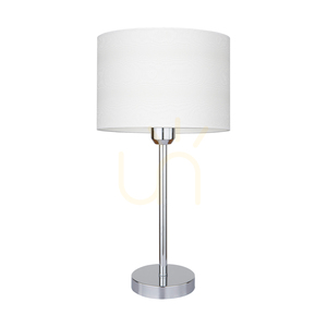 Stolní lampa Leila, 1xE27, Max. 40 W, chromovaný kov / průhledný PVC kabel / stínidlo z papíru a PVC se vzorem napodobujícím dřevo, Ø 50 cm small 0