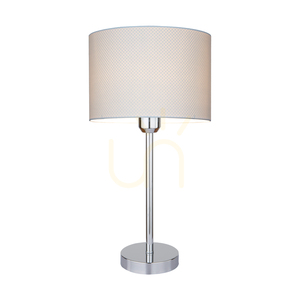 Stolní lampa Leila, 1xE27, Max. 40 W, chromovaný kov / průhledný PVC kabel / stínidlo z papíru a PVC s puntíkovaným vzorem, Ø 25 cm small 1