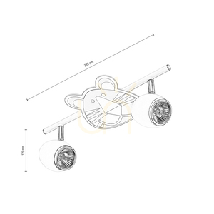 Stropní svítidlo Lenny, 2xGU10, Max. 50 W, bílý/chromovaný kov s tygřím vzorem, 33,5 cm small 2