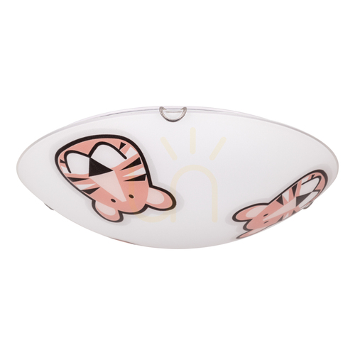 Kontrola Stropní svítidlo Lenny, 2xE27, Max. 60 W, chromovaný kov/bílá, skleněný stínidlo s tygřím vzorem, Ø 40 cm