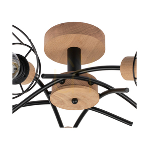 Stropní svítidlo Linra, 5xE27, Max. 40 W, olejovaný dub/černý kov, Ø 70 cm small 2