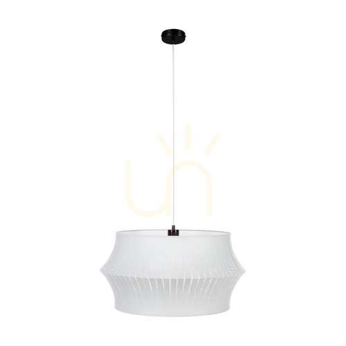 Kontrola Závěsné svítidlo Lotus, 1xE27, Max. 60 W, černý kov / průhledný PVC kabel / šedé stínidlo, Ø 57 cm