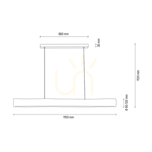 Závěsné svítidlo Lucas 1xLED 3000K 33 W – mořená borovice, šedý/černý kov, průhledný PVC kabel, s dotykovým stmívačem, 115 cm small 3
