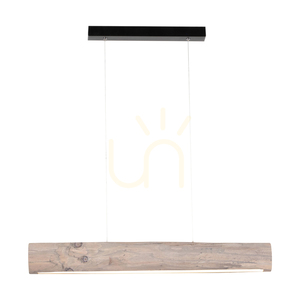 Závěsné svítidlo Lucas 1xLED 3000K 25,5 W – mořená šedá borovice / černý kov / průhledný PVC kabel s dotykovým stmívačem, 90 cm small 1