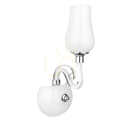 Kontrola Nástěnné svítidlo Lutecja 1xE14 Max. 40 W, průhledný chromovaný kov / bílé skleněné stínidlo, 18 cm